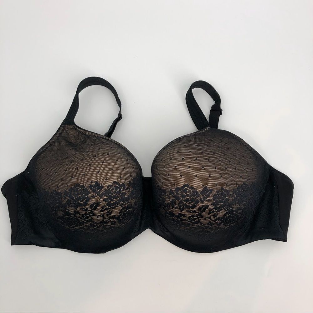 Soma Stunning Support‎ Balconet Bra Black Floral Mesh Lace Size 42DD Whymsigoth